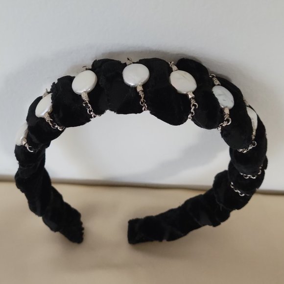 Headband, handmade, made from velvet and purl - Picture 4 of 8